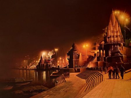 Banaras Ghat At Night Fashion