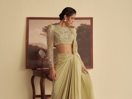 Willow whisper drape saree set Hot on Sale