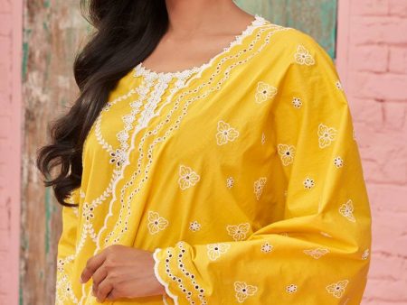 Aashay Kurta with Aashvi Pants-Vayana Dupatta - Yellow Fashion