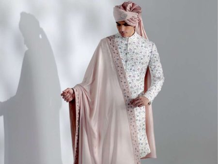 White Vine Sherwani Set Fashion